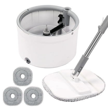 Round Flat Mop Bucket Set with Adjustable Handle–Dirty/Clean Water Separation Spin Mop and Bucket