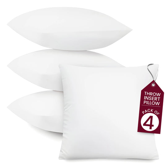 Set of 4 Soft Square Cushions with Fluffy throw pillow inserts