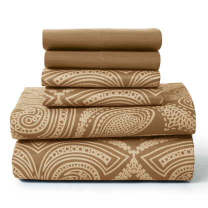 6Pc Paisley Sheet Set – Soft Microfiber, Wrinkle-Free, Luxurious Printed Bed Sheets