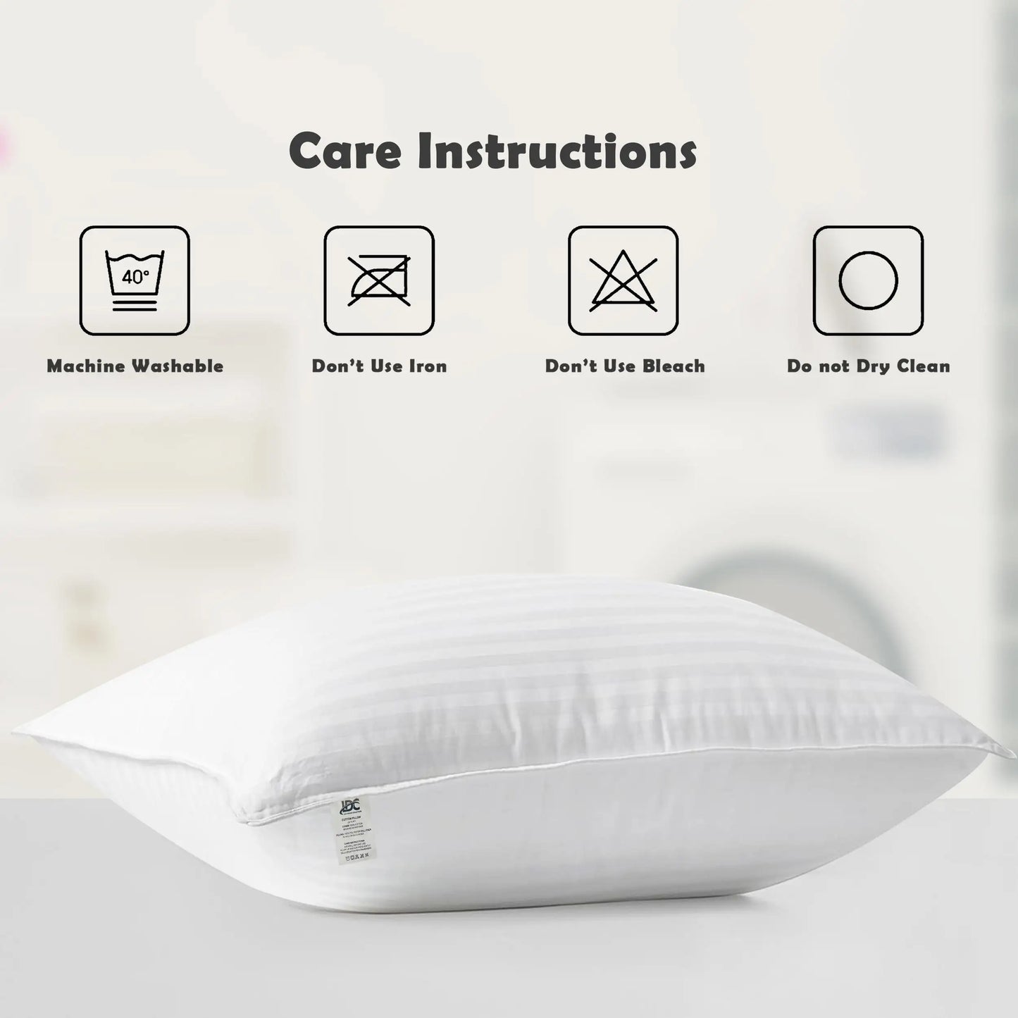 Stripe Pillows Set of 2 – Down Alternative Bed Pillows for Sleeping – Soft & Supportive Hotel Quality