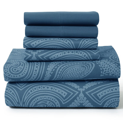 6Pc Paisley Sheet Set – Soft Microfiber, Wrinkle-Free, Luxurious Printed Bed Sheets