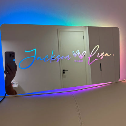 Custom Couple Name LED Mirror Light - Personalized Neon Nightlight