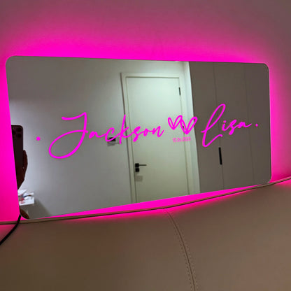 Custom Couple Name LED Mirror Light - Personalized Neon Nightlight
