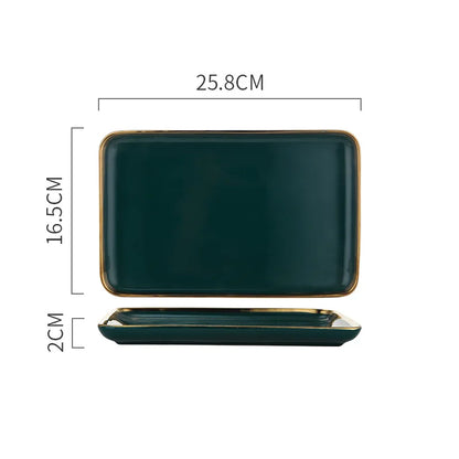 Tableware Green Ceramic gold Dinner Set