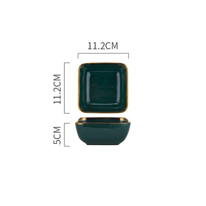 Tableware Green Ceramic gold Dinner Set