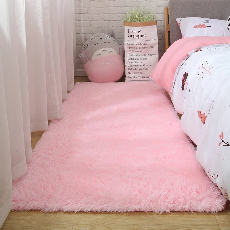 Bedroom Carpet Soft Decoration White Fluffy Large Kids Bedside Rugs