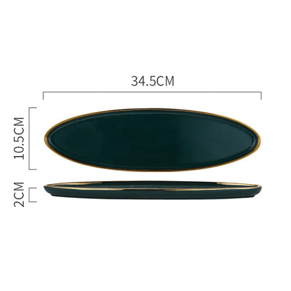 Tableware Green Ceramic gold Dinner Set