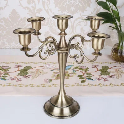 Silver Gold Black Bronze Metal Candle Holder Home Decor Romantic Retro Candlestick