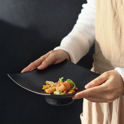 Matte Dinner Plates, Square Dishes, Black Ceramic Plate