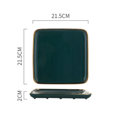 Tableware Green Ceramic gold Dinner Set