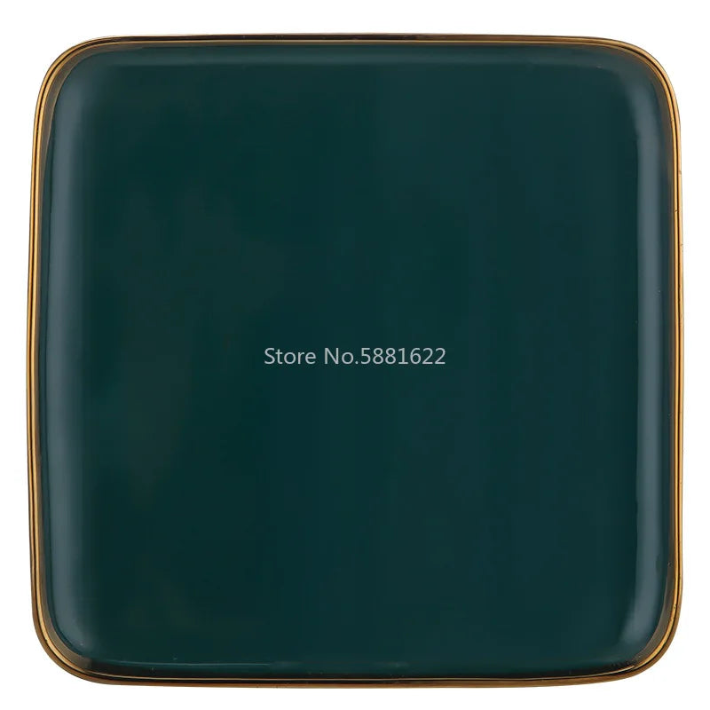 Tableware Green Ceramic gold Dinner Set