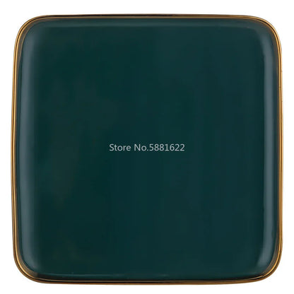 Tableware Green Ceramic gold Dinner Set