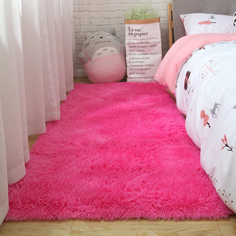 Bedroom Carpet Soft Decoration White Fluffy Large Kids Bedside Rugs
