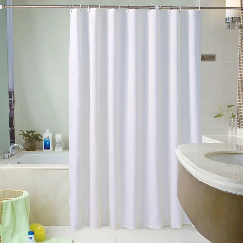 White Shower Curtains Waterproof Thick Solid Bath Curtains For Bathtub Large