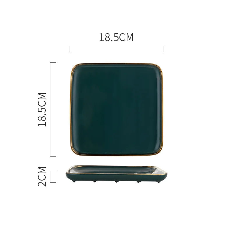 Tableware Green Ceramic gold Dinner Set