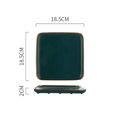 Tableware Green Ceramic gold Dinner Set