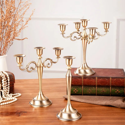 Silver Gold Black Bronze Metal Candle Holder Home Decor Romantic Retro Candlestick
