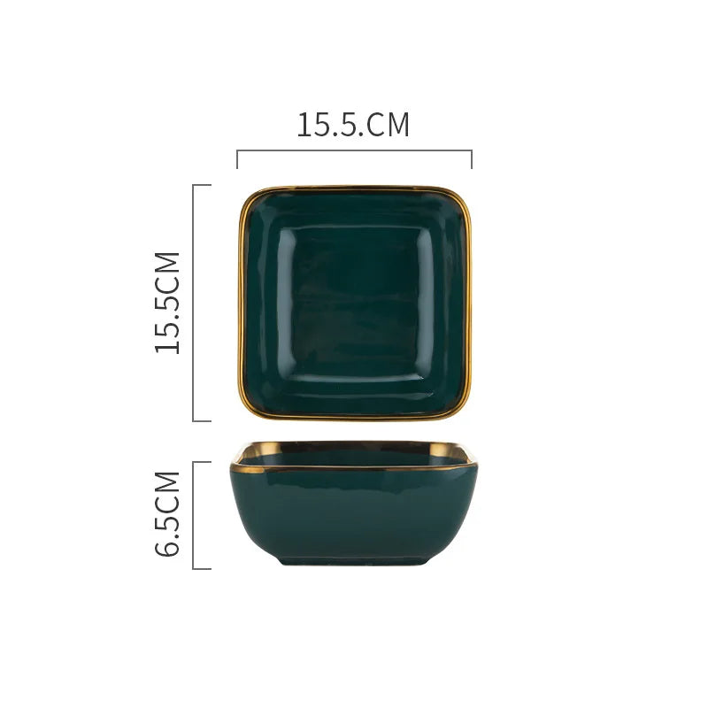 Tableware Green Ceramic gold Dinner Set