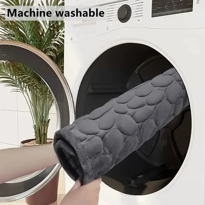 Non-Slip Bathroom Mat Cobblestone Embossed Absorbent Doormat Machine Washable Quick Drying