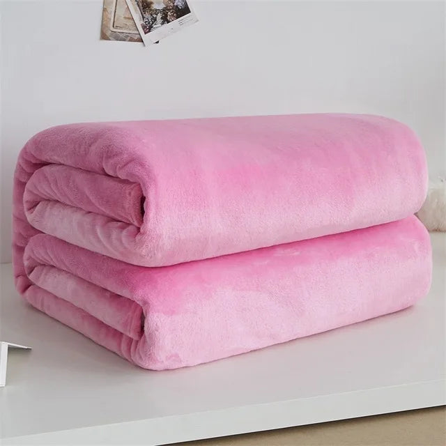 Super Soft Warm Lightweight Plain Solid Color Flannel Blanket for All Season