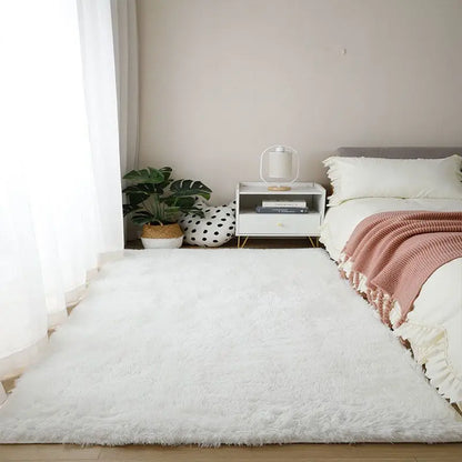Bedroom Carpet Soft Decoration White Fluffy Large Kids Bedside Rugs
