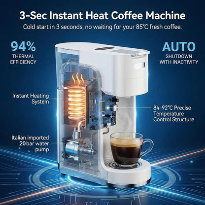 Single-Serve Coffee Maker, 4 in 1 Hot and Iced Coffee Machine, K-Cup Pod, NES Original DG Pod, Customizable Brew Volume, Heats up in 3 Seconds