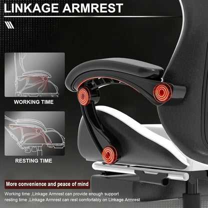 Computer Gaming Leather Office Chairs with Footrest, Back Recliner Height Adjustable