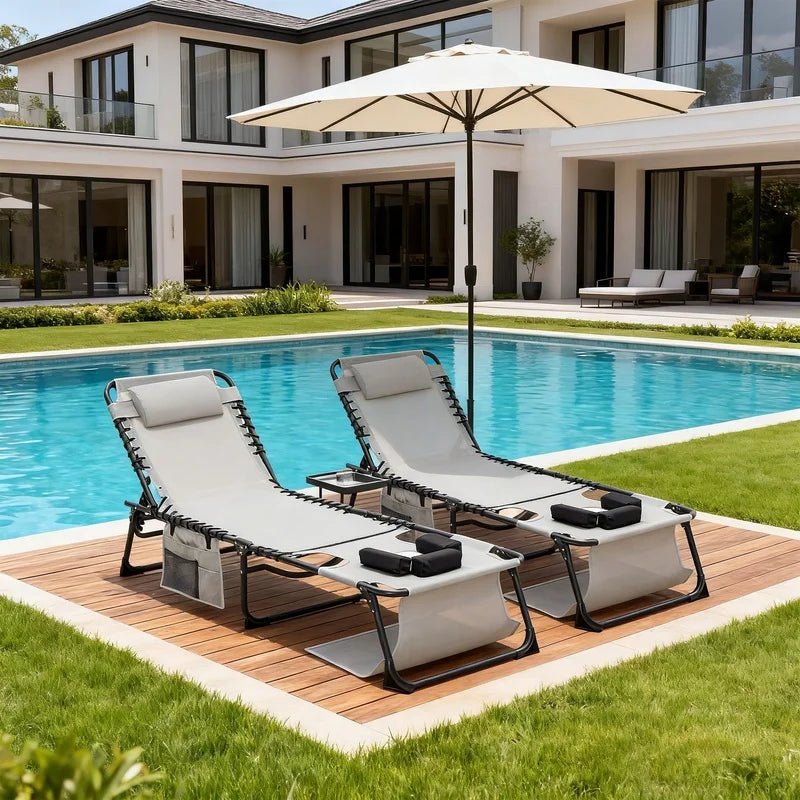 Adjustable Sunbathing Lounge Chair with Face and Arm Holes, Foldable Outdoor Recliner.