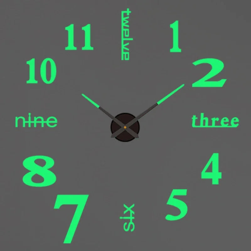 Large 3D Wall Clock Luminous Classic Wall DIY Digital Wall Stickers