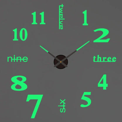 Large 3D Wall Clock Luminous Classic Wall DIY Digital Wall Stickers