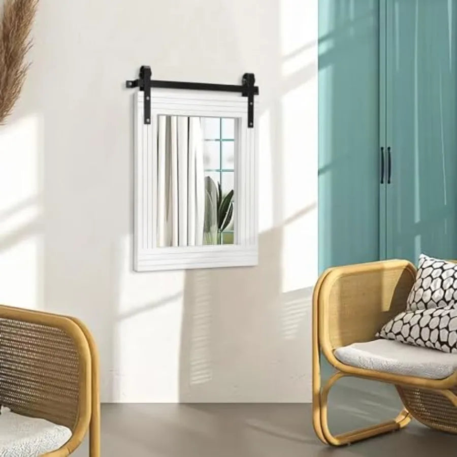 Wood Framed Mirror Rectangle Farmhouse Wall Mirror Decor for Bathroom Bedroom Living Room Entryway 20"x16