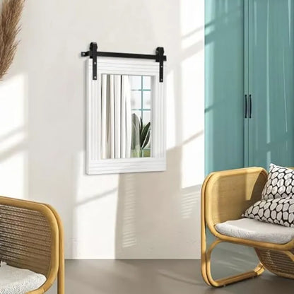 Wood Framed Mirror Rectangle Farmhouse Wall Mirror Decor for Bathroom Bedroom Living Room Entryway 20"x16