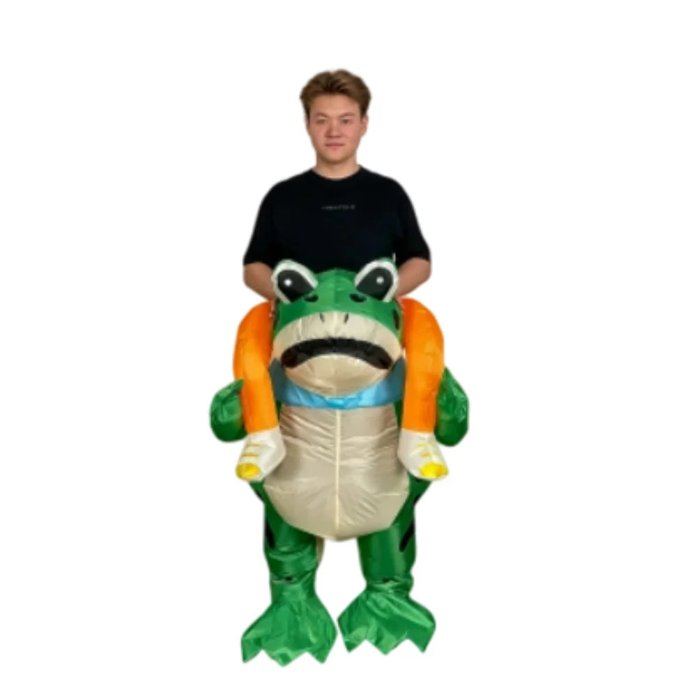 Inflatable Frog Costume for Adults, Funny Blow-Up Frog Suit with Scarf, Halloween parties