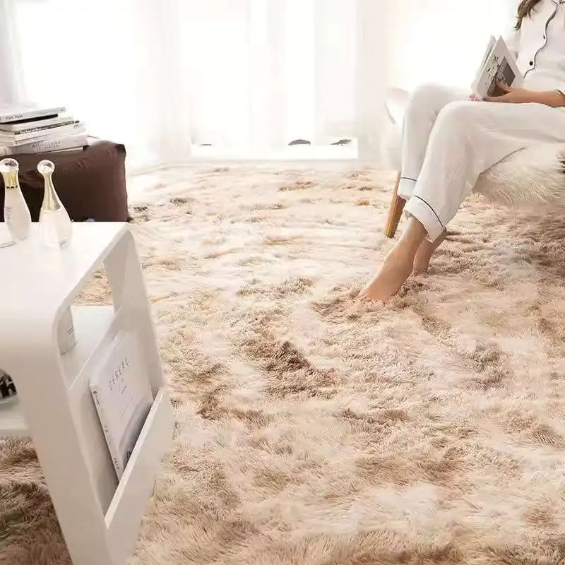 VIKAMA Soft Fluffy Plush Tie-Dye Carpet Gradient Long Fine Hairs Fabric Rug