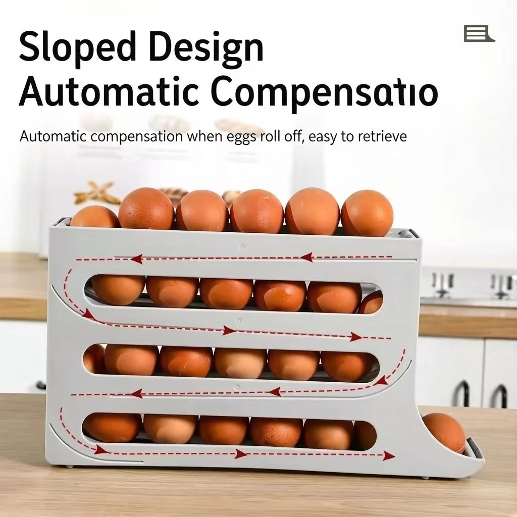 Automatic Rolling Egg Storage Box Refrigerator Door Egg Dispenser Slide Organizer