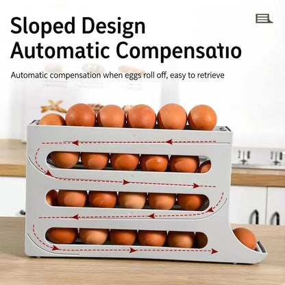 Automatic Rolling Egg Storage Box Refrigerator Door Egg Dispenser Slide Organizer