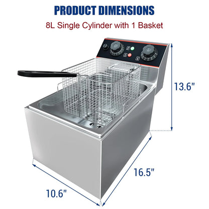 Commercial Electric Deep Fryer with Baskets Stainless Steel Adjustable Temperature Deep Fryer