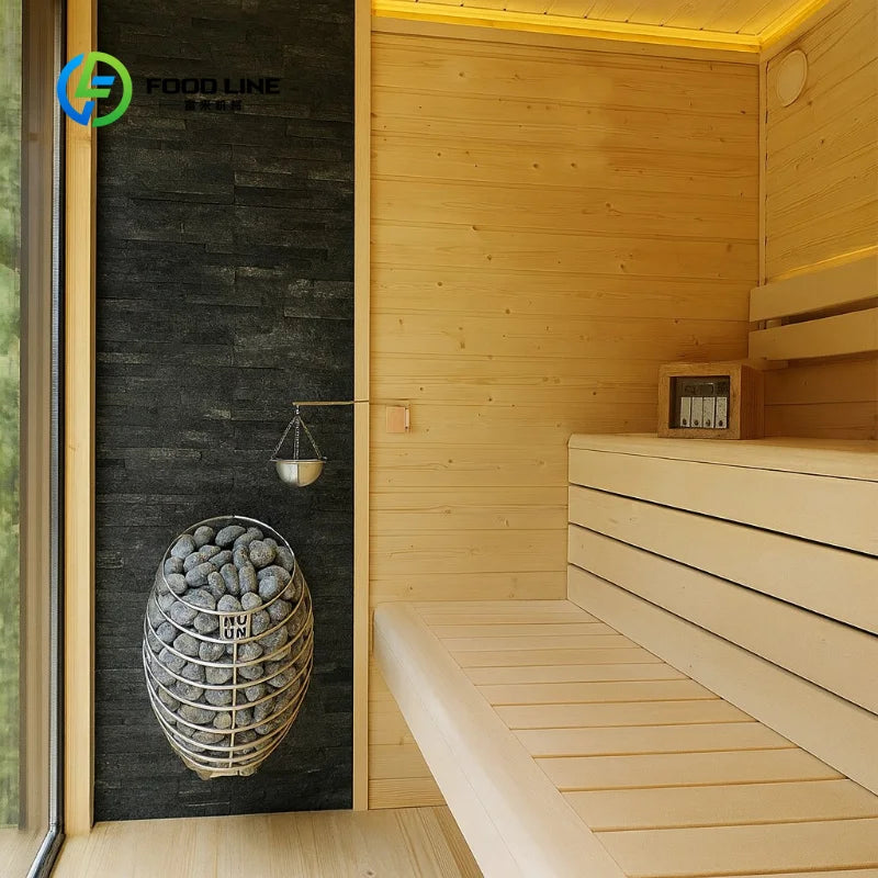 Outdoor Square Traditional Sauna Room Steam Hot Tub Combo