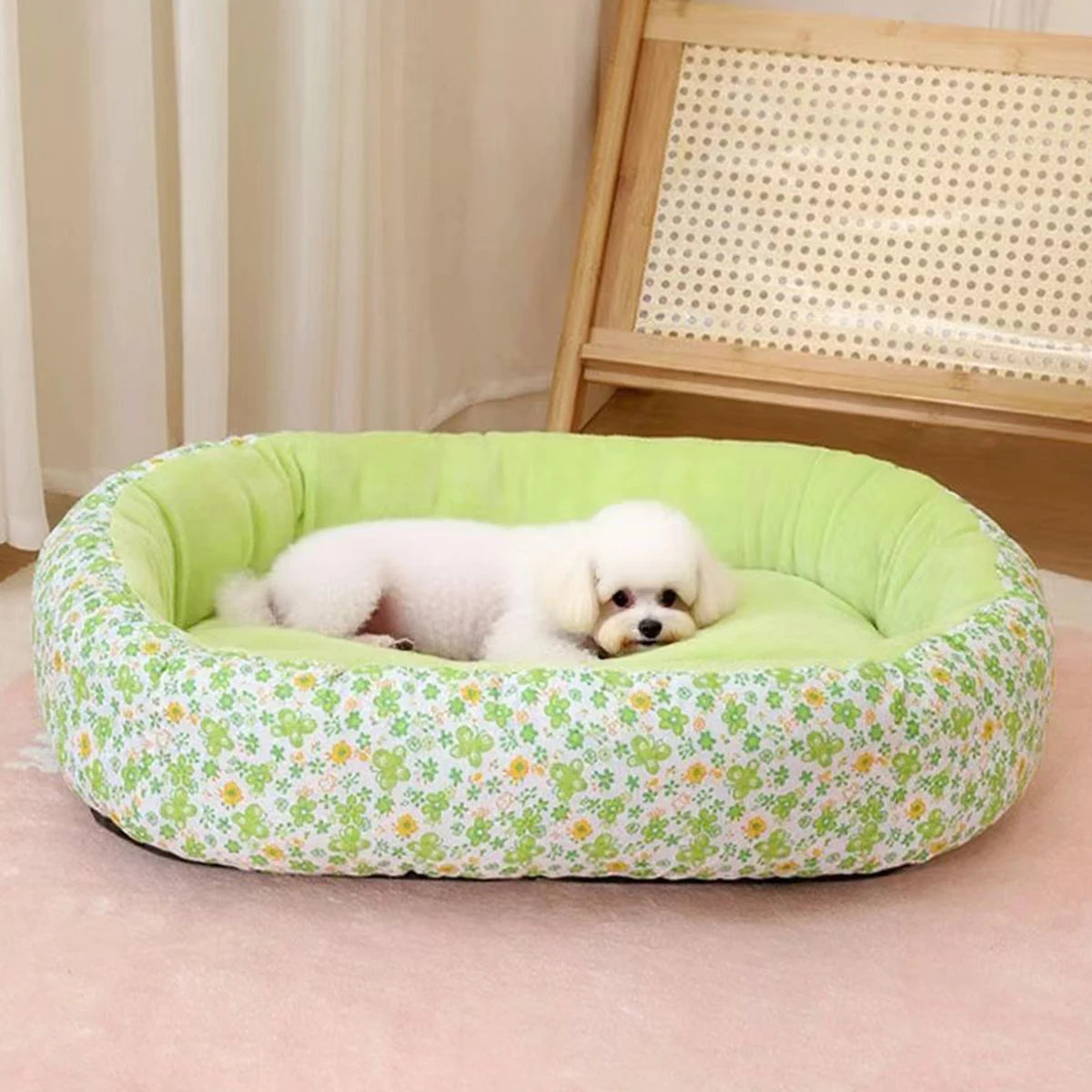Floral All Season Dog Bed Soft Cat and Dogs Sleeping