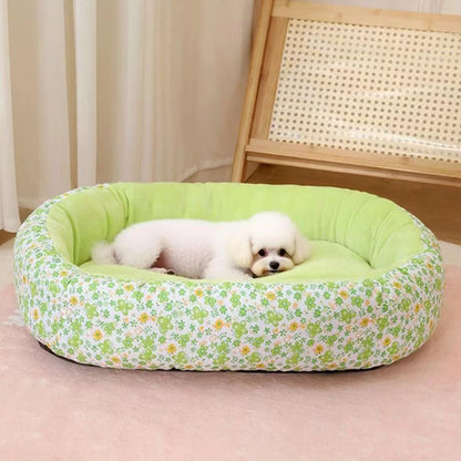 Floral All Season Dog Bed Soft Cat and Dogs Sleeping