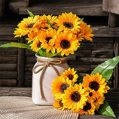 1 Bunch 7 Heads Artificial Sunflowers 29cm Flower Bouquet