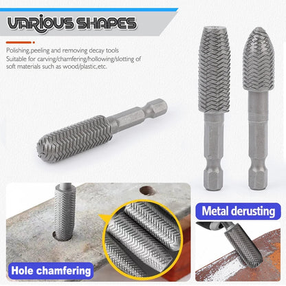 5pcs Hex Shank Rotary Steel File Set for Drilling, Grinding, Sanding & Engraving