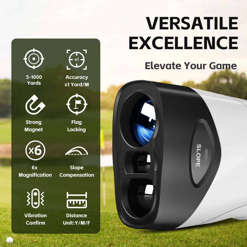 REVASRI Handheld Golf Rangefinder 6X 1000Yards Slope Mode Flag Lock Vibration, Strong Magnetic