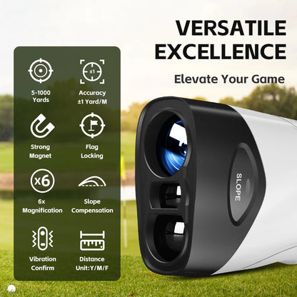REVASRI Handheld Golf Rangefinder 6X 1000Yards Slope Mode Flag Lock Vibration, Strong Magnetic