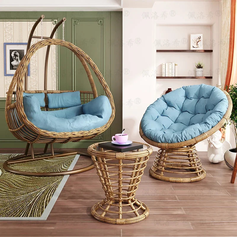Hanging basket rattan courtyard double swing lazy chair
