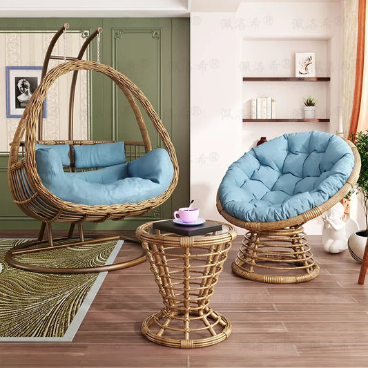 Hanging basket rattan courtyard double swing lazy chair