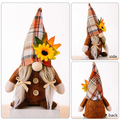 Fall Gnome Sunflower Maple Doll Harvest Autumn Elf Dwarf Plush Faceless Dolls Ornaments