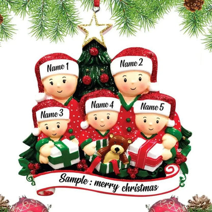 2D Christmas Family Ornament DIY Cute Snowman Flat Pendant Hand Painted Five-pointed Star Christmas Tree Hanging Ornament