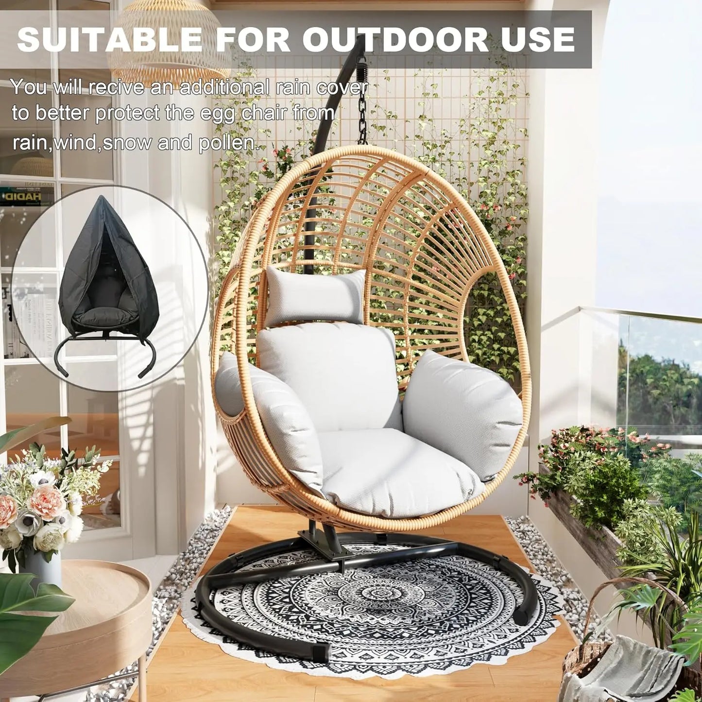 Oversized Leisure Hanging Hammock Egg Chair with Stand indoor or outdoor