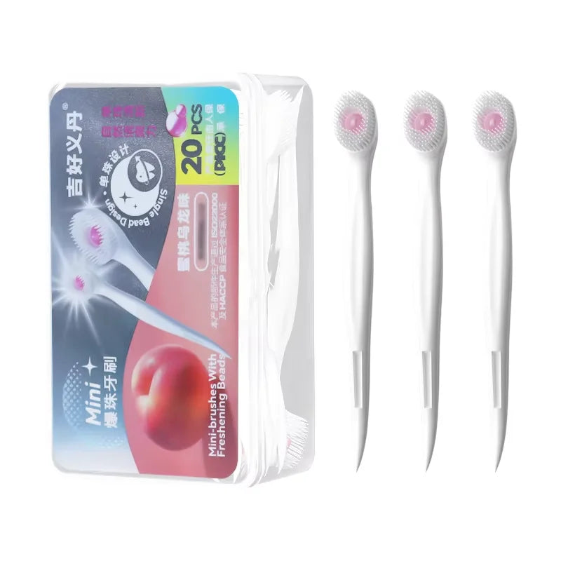 20pcs/box Portable 4-in-1 Toothbrush Toothpick Tongue Scraper for Travel Oral Cleaning Disposable Toothbrush